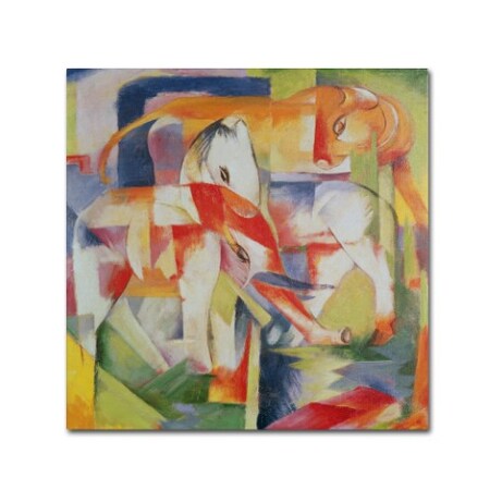 Trademark Fine Art Franz Marc 'Elephant Horse and Cow 1914' Canvas Art, 24x24 BL01204-C2424GG
